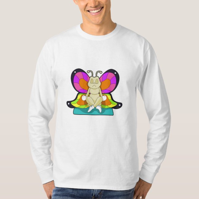 Schmetterling beim Yoga in Cross-Binary T-Shirt (Vorderseite)