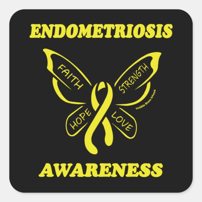 Schmetterling/Bewusstsein...Endometriose Square St Quadratischer Aufkleber (Vorderseite)