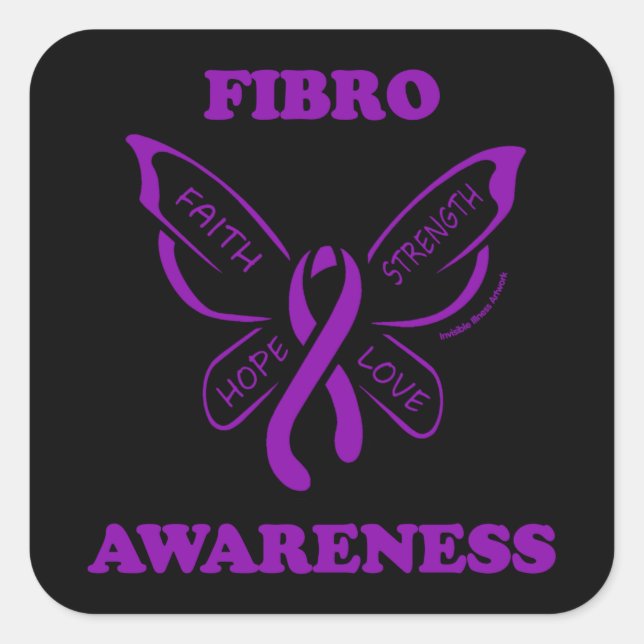 Schmetterling/Bewusstsein...Fibro-Square-Aufkleber Quadratischer Aufkleber (Vorderseite)