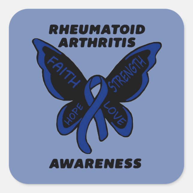 Schmetterling/Bewusstsein...Rheumatoide Arthritis Quadratischer Aufkleber (Vorderseite)