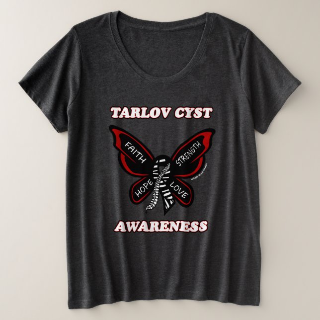 Schmetterling/Bewusstsein...Tarlov-Zyste Große Größe T-Shirt (Design vorne)