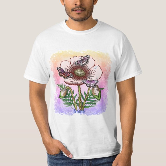 Schmetterling Blasser Mohn  T-Shirt (Vorderseite)
