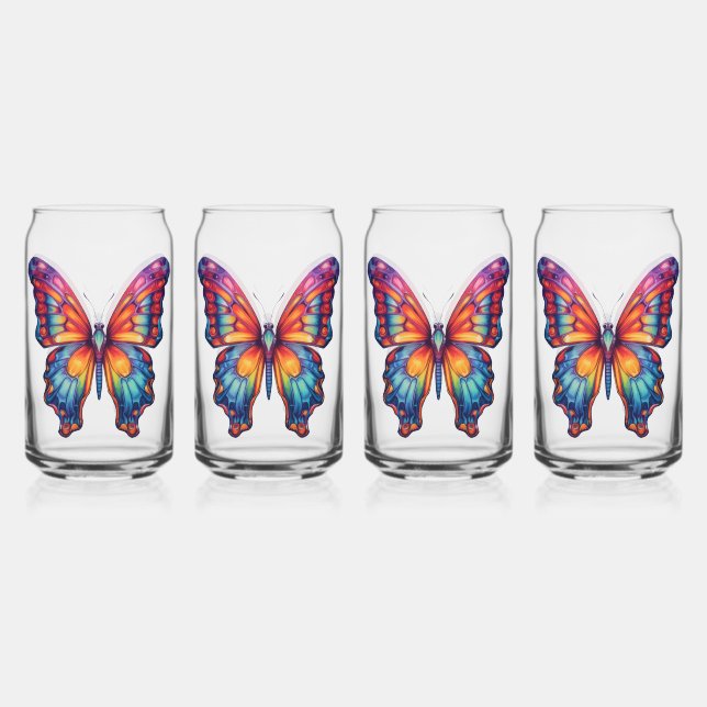 Schmetterling Blau Orange Flügel Dosenglas (Vorderseite)