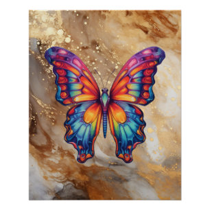 Schmetterling Blau Orange Flügel Poster
