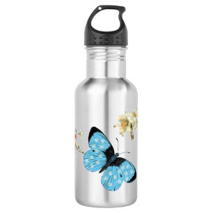 Schmetterling blaue Flügel Muster Tier Jubiläen Edelstahlflasche