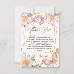 Schmetterling & Blume Rosa Vielen Dank Karte