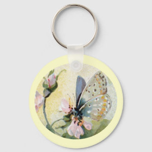 Schmetterling-Blume Vintager Schlüsselanhänger