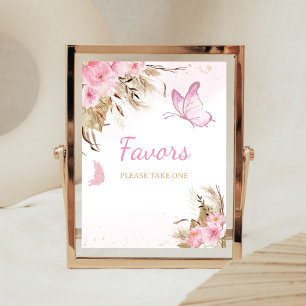 Schmetterling Blumen Baby Shower Favor Zeichen Poster