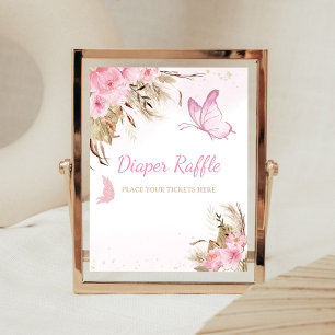 Schmetterling Blumen Baby Shower Windel-Raffle-Sch Poster