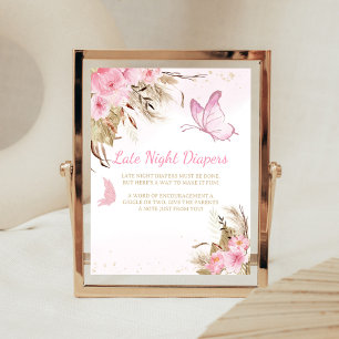 Schmetterling Blumen Dusche Späte Nacht Windeln Sc Poster