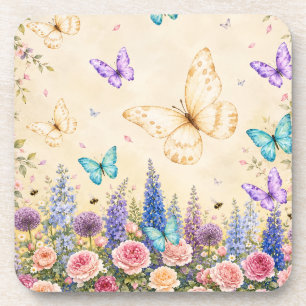Schmetterling Blumen Garten Hartplastik Untersetze Getränkeuntersetzer