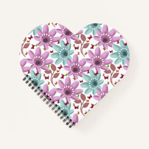 Schmetterling-Blumen nahtloses Muster Rosa und M Notizbuch