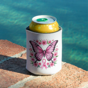 Schmetterling Brustkrebs-Bewusstsein Pink Ribbon Dosenkühler