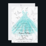 Schmetterling Dance Türkis Dress Sweet 16 Party Einladung<br><div class="desc">Anpassen für jedes Ereignis</div>