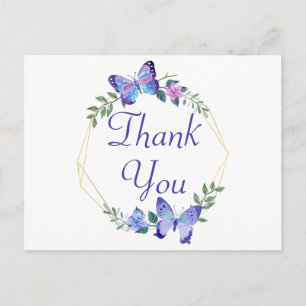 Schmetterling Danke Blumenkranz Blaue Schmetterlin Postkarte