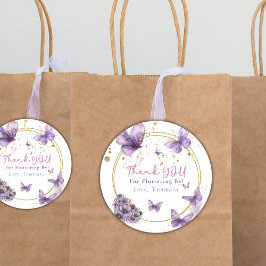 Schmetterling Danke, dass du von Girly Lila geflat Runder Aufkleber