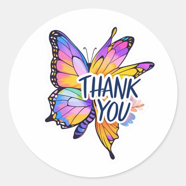 Schmetterling Danke  Runder Aufkleber (Vorderseite)