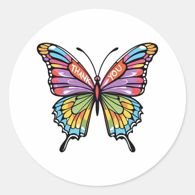 Schmetterling Danke  Runder Aufkleber (Vorderseite)