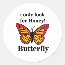 Schmetterling, den ich nur nach Honig-Schmetterlin Runder Aufkleber