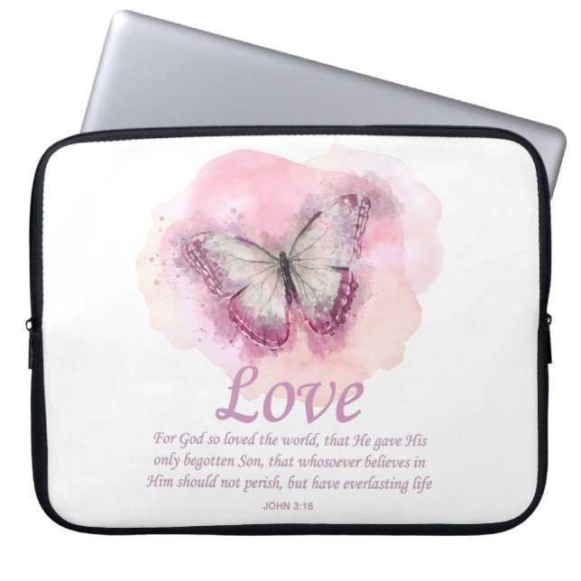 Schmetterling der Christlichen Bibel für Frauen: L Laptopschutzhülle (Vorderseite)