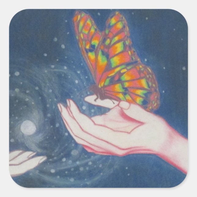 Schmetterling der Freundschaft Quadratischer Aufkleber (Vorderseite)