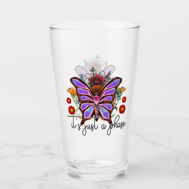 Schmetterling Es ist nur eine Phase Zitat Inspirat Glas (Vorderseite)