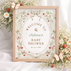 Schmetterling Florale Babyparty Willkommen  Poster