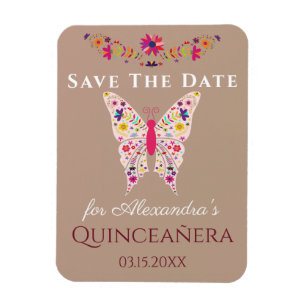 Schmetterling Florale Kunst Quinceanera Save The D Magnet