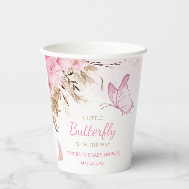 Schmetterling Florales Babyshower  Pappbecher (Vorderseite)