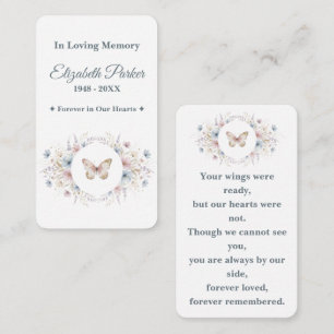 Schmetterling Florales Gedenkgebet-Karten-Template Mitteilungskarte