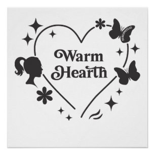 Schmetterling & Florales Herz-Quadratposter Achtsa Poster