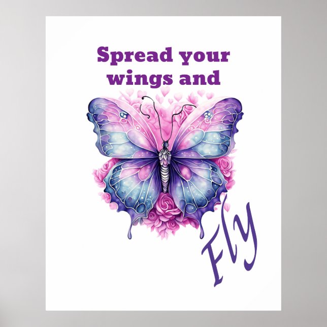 Schmetterling - Flügel verteilen und fliegen Poster (Vorne)