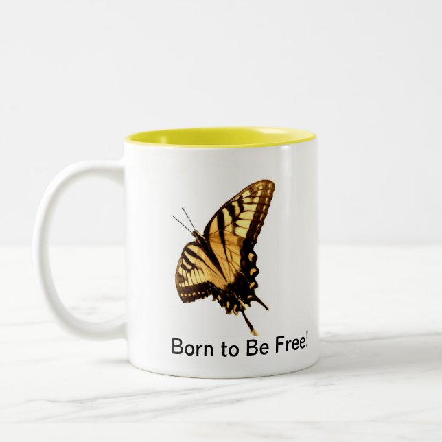 Schmetterling" geboren, frei zu sein!" zweifarbige tasse (Links)