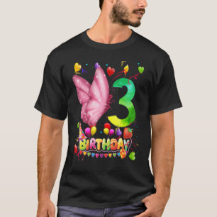 Schmetterling Geburtstag 3 Jahre Junge Kinder 3. S T-Shirt