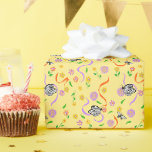 Schmetterling Gelb Floral Geschenkpapier<br><div class="desc">Schmetterling Gelb Lavendel Blumen mit orangen Bändern</div>