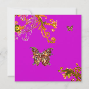 SCHMETTERLING, GELBE BLUMENSTRÄNGE rosa lila viole Einladung