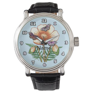 Schmetterling gelbe Mohn-Uhr Armbanduhr