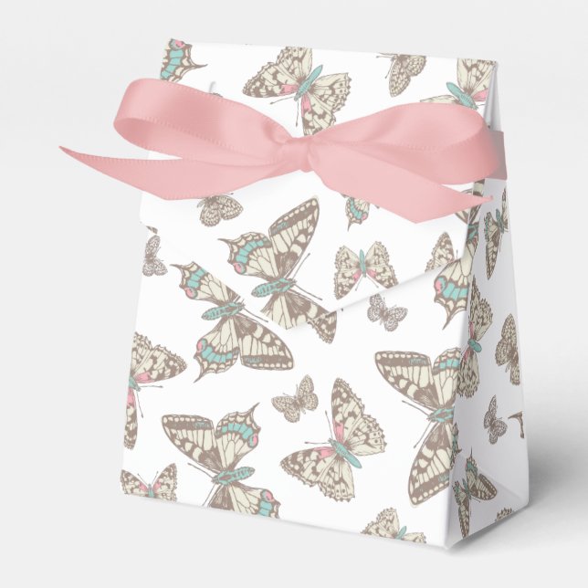 Schmetterling-gemusterte Gastgeschenk Hochzeit Geschenkschachtel (Vorderseite)