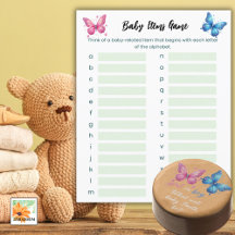 Schmetterling Gender Reveal Party Baby Items Game