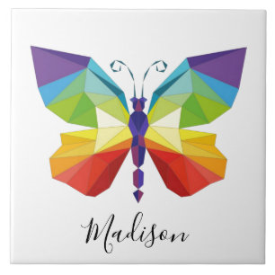 Schmetterling gestrichen, mit Monogramm Fliese