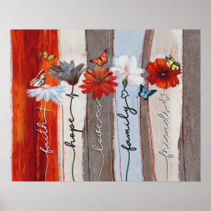 Schmetterling - Glaube, Hoffnung, Liebe, Familie,  Poster