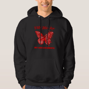 Schmetterling Glaube Hoffnung Liebe Rotes Band HIV Hoodie