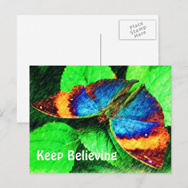 Schmetterling glaubt inspirierende Postkarte (Vorne/Hinten)