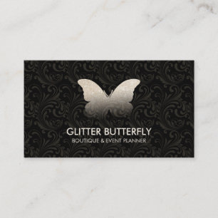 Schmetterling Glitter Gold Damast Visitenkarte