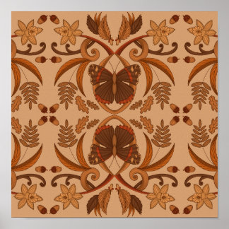 Schmetterling Goldbraun Herbst Oberfläche Muster Poster