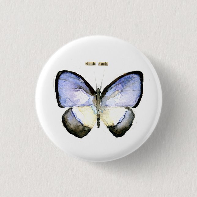 Schmetterling: Grün-Mit einem Band versehenes Blau Button (Vorderseite)