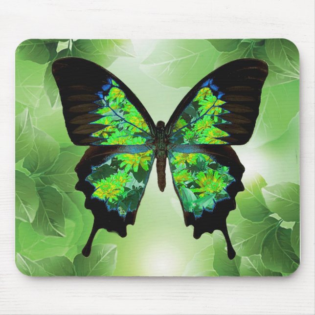 Schmetterling grünes Mousepad (Vorne)