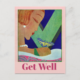 Schmetterling Gute Besserung, Vintage-Postkarte Postkarte