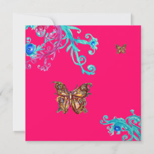 SCHMETTERLING , hellrosa  blau Einladung