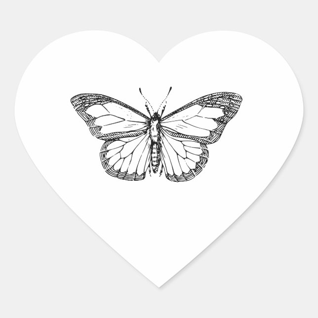 Schmetterling Herz-Aufkleber (Vorderseite)